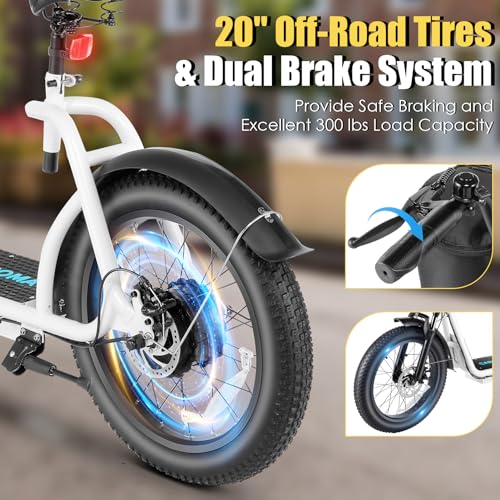 500Wh Battery 30 Miles Range 20" Fat Tire 20 MPH Top Speed Foldable Electric Scooter S821609
