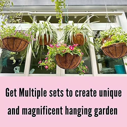 3 Pack 10 Inch Hanging Planter with Coco Liner Metal Wire Basket S510