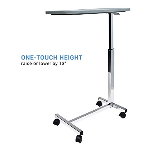 Dark Grey Adjustable Overbed Table with Wheels Y72873
