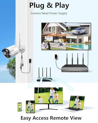 2K 3.0MP Wireless Security Camera System with 2TB Hard Drive, 4Pcs Outdoor WiFi Security Cameras Q869208