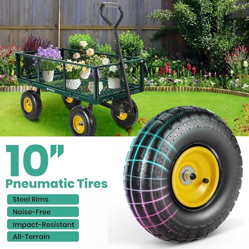 Heavy Duty Steel Folding Utility Wagon with Removable Sides and 10" All-Terrain Wheels N3726