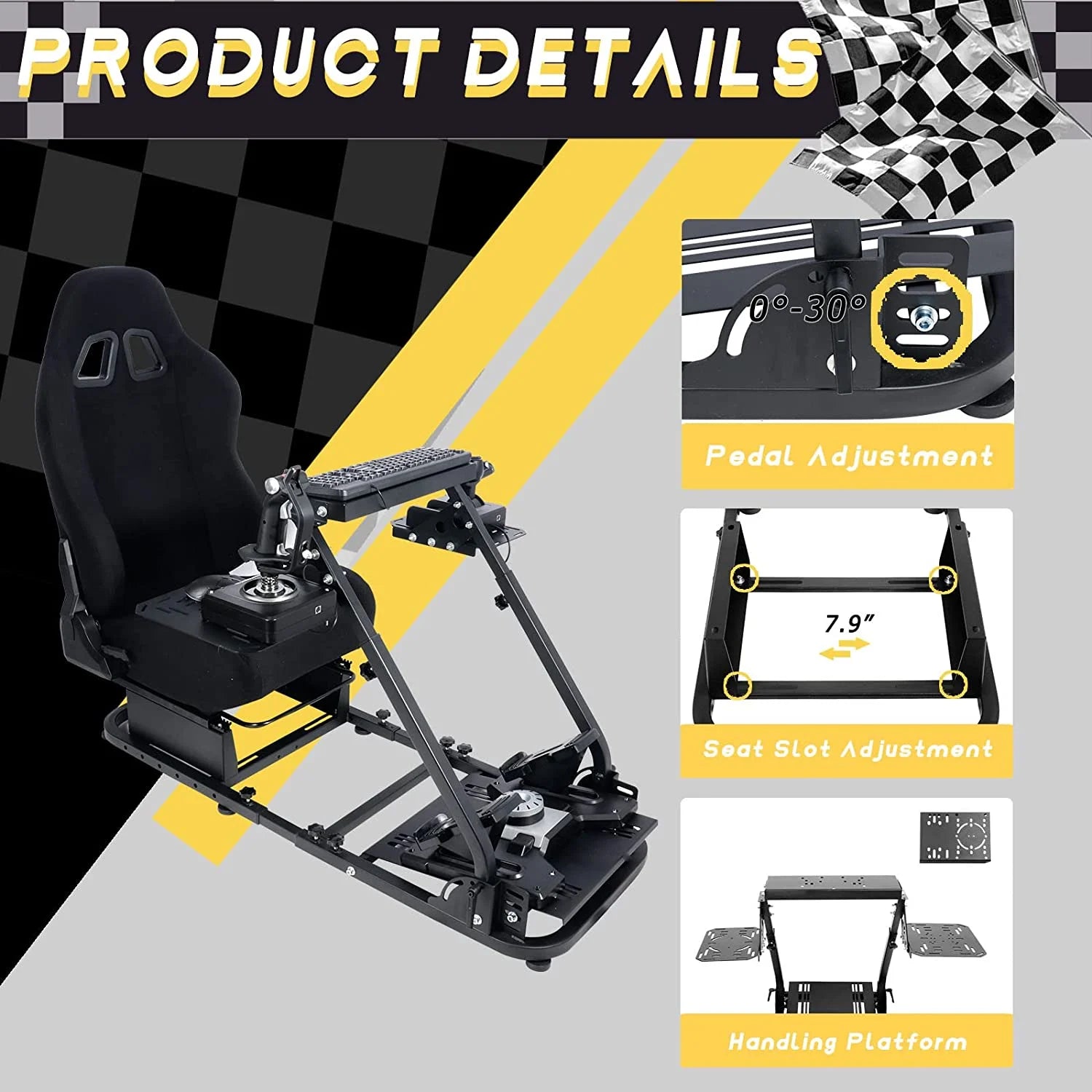 Foldable Flight Racing Simulator Cockpit with Game Seat O4277