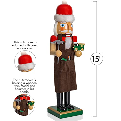 Red and Green Wooden Nutcracker Doll 15" M5700