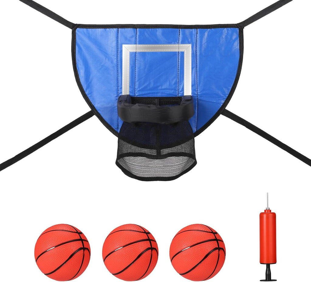 Waterproof Trampoline Basketball Hoop Set with Mini 3 Basketballs and Pump G4093