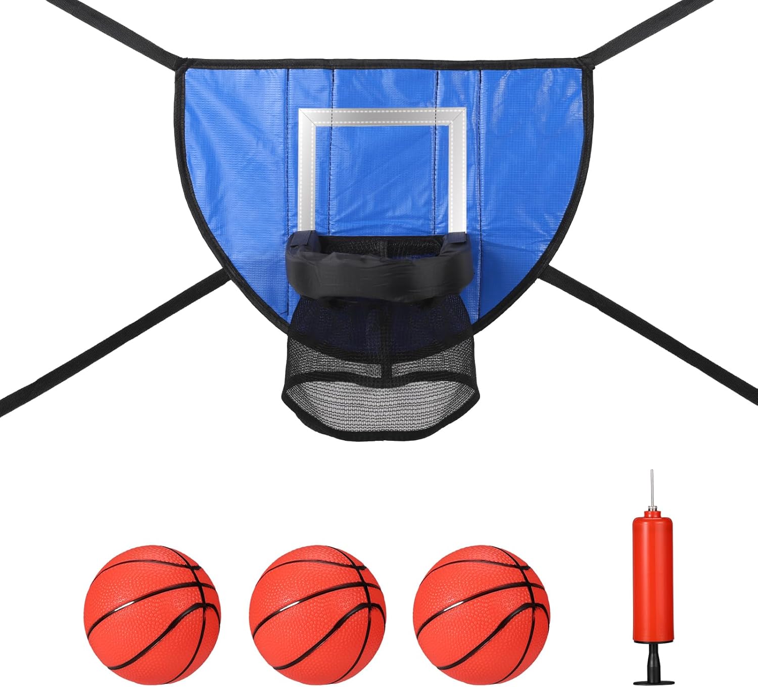 Waterproof Trampoline Basketball Hoop Set with Mini 3 Basketballs and Pump G4093
