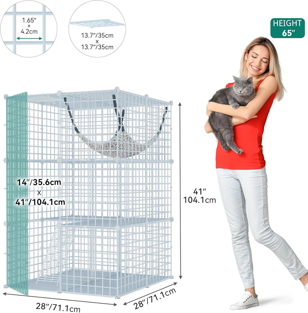 White 3-Tiers Metal Cat Cage X42273