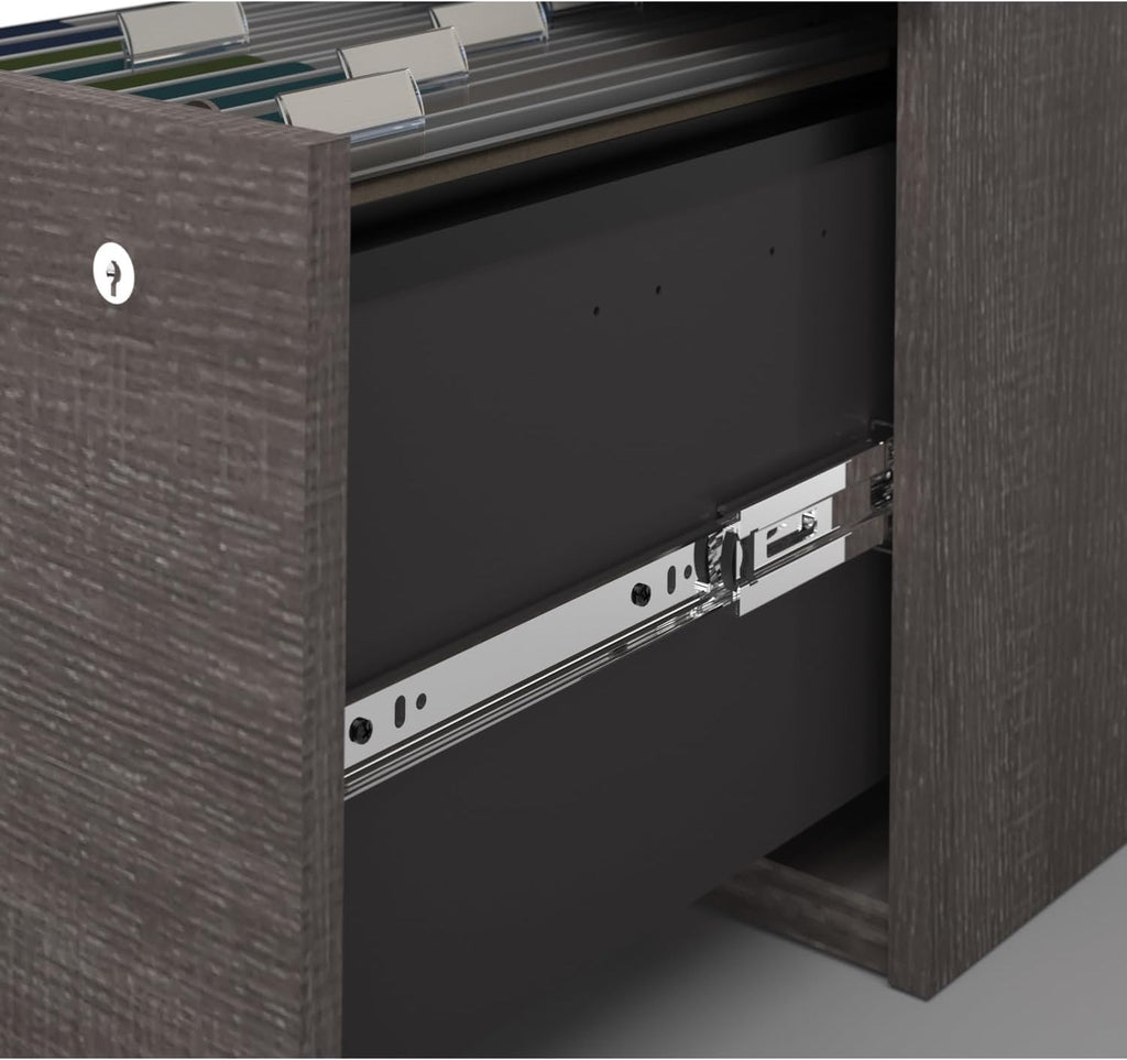 U-Shaped Executive Desk with Pedestal and Hutch in bark grey P72672