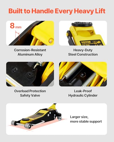 3 Ton Low Profile Aluminum Steel Racing Floor Jack with Dual Pistons Quick Lift Pump W2260