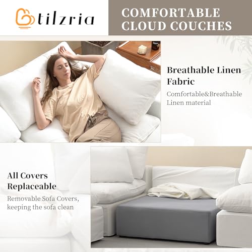 White U-Shaped Sectional Sofa with Detachable Covers T524469