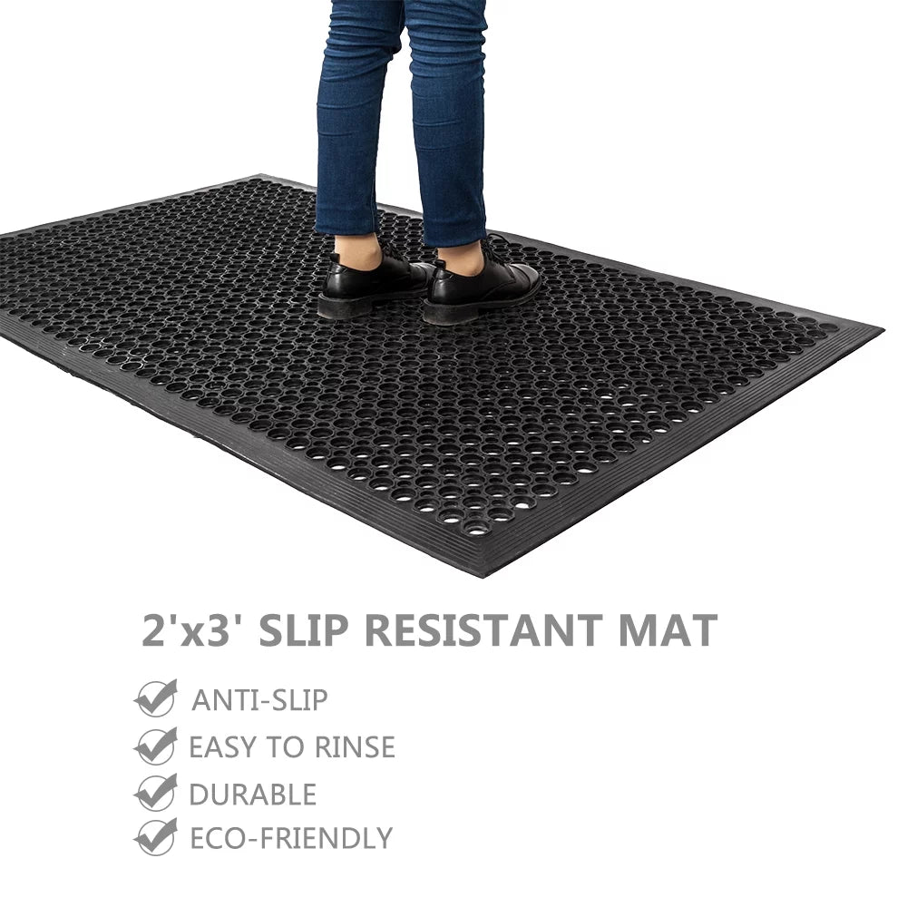 60" x 36" Anti-Fatigue Non-Slip Rubber Floor Mat with Holes M30978
