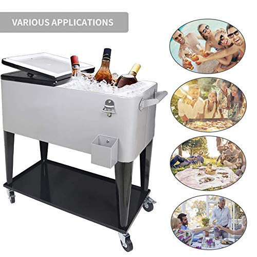 80 Quart Rolling Ice Chest on Wheels and Handle J213282