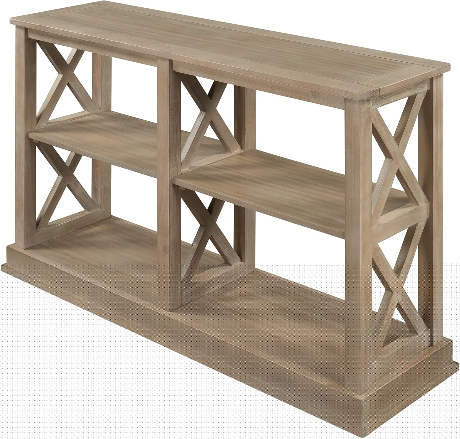 White Wash Console Table with 3-Tier Open Storage S3693