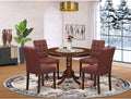 5 Piece Dining Set with Round Kitchen Table and 4 Chairs, Mahogany J36206
