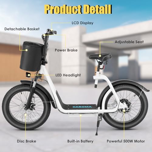 500Wh Battery 30 Miles Range 20" Fat Tire 20 MPH Top Speed Foldable Electric Scooter S821609