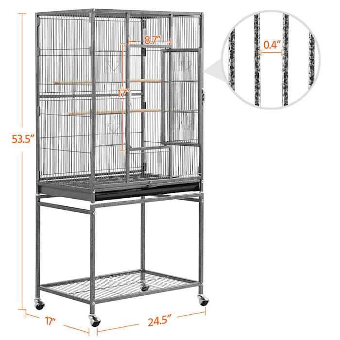 Metal Bird Cage with Rolling Detachable Stand A961