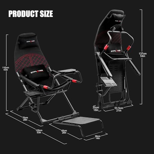 Black Foldable Adjustable Sim Racing Cockpit G37660