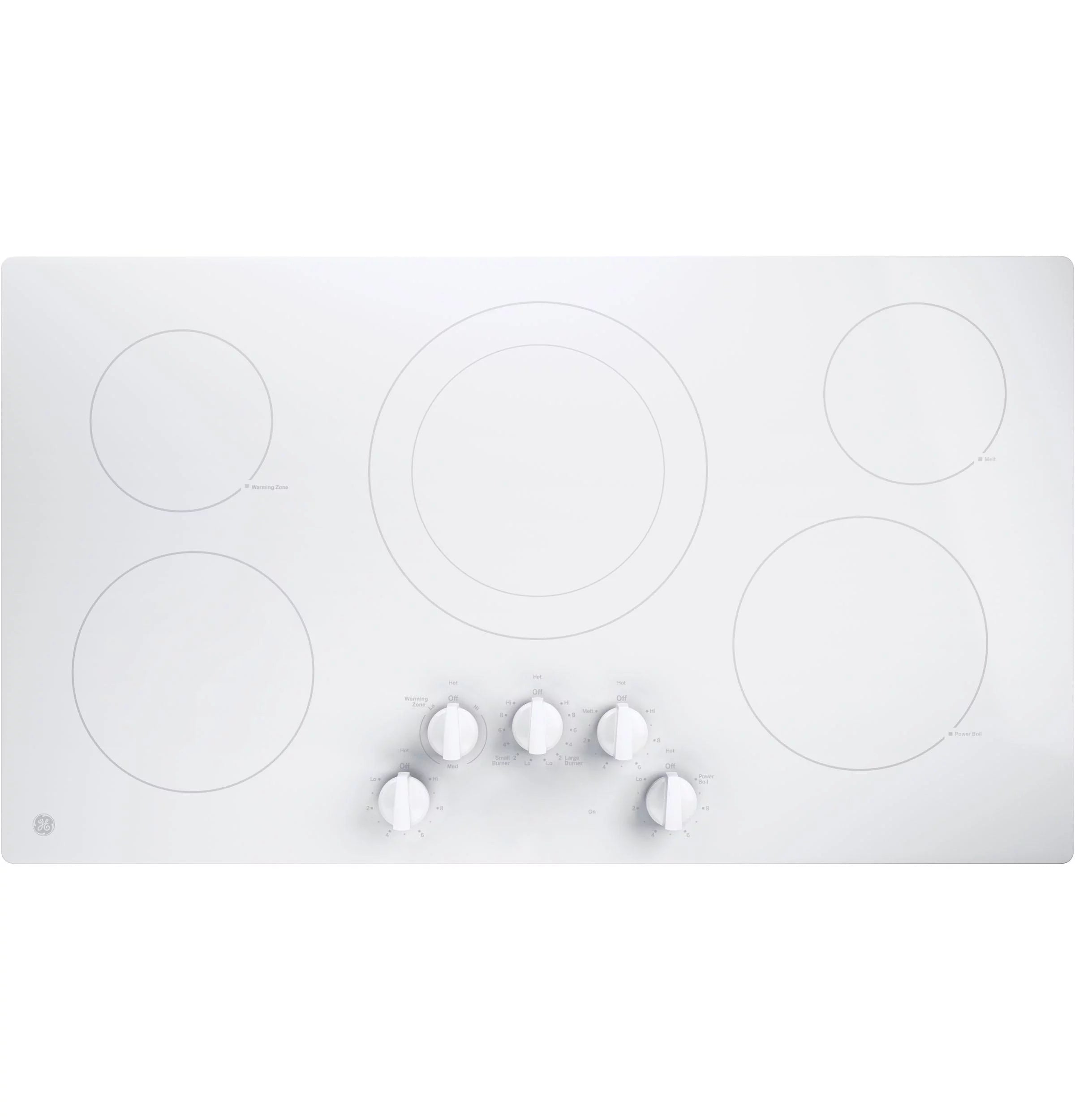 36" Wide 5 Burner Electric Cooktop White Y5555