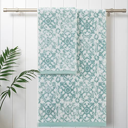 Bath Towel 4 Piece Set 100% Cotton Frosty Green G91050