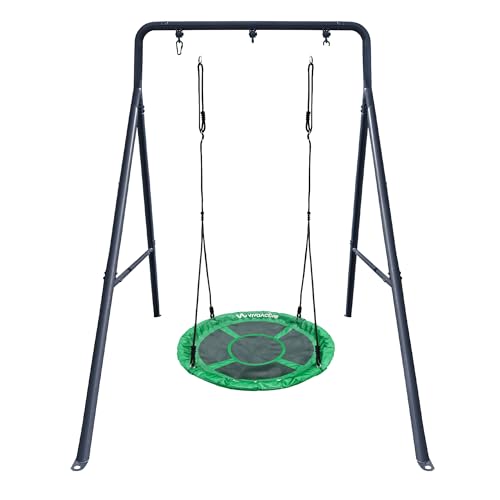 6.7’ x 8.4’ Single Swing Set Frame with 39” Round Platform Tree Swing B7456