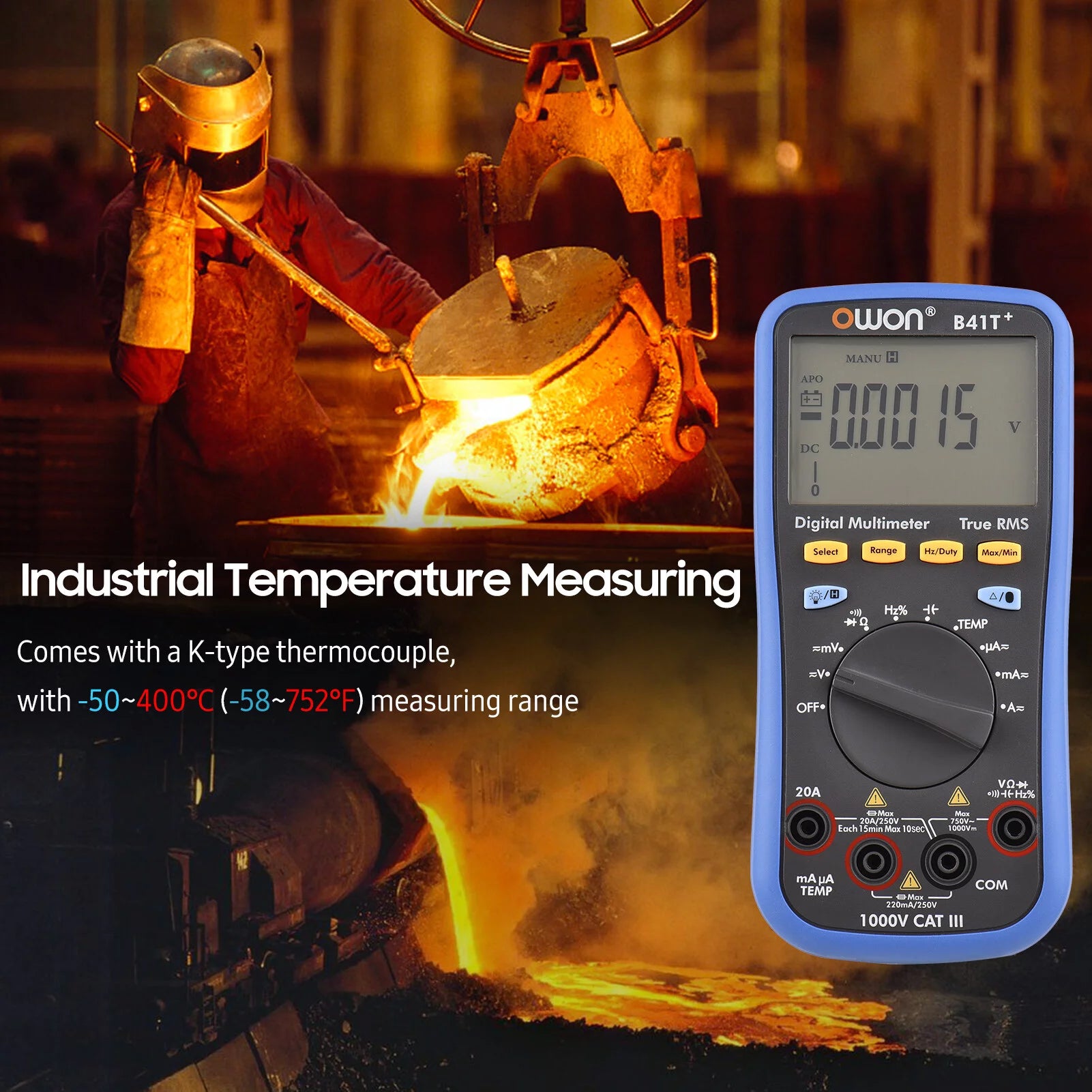 Digital BT Multimeter True RMS Auto-ranging 22000 Counts Electrical Tester W581879
