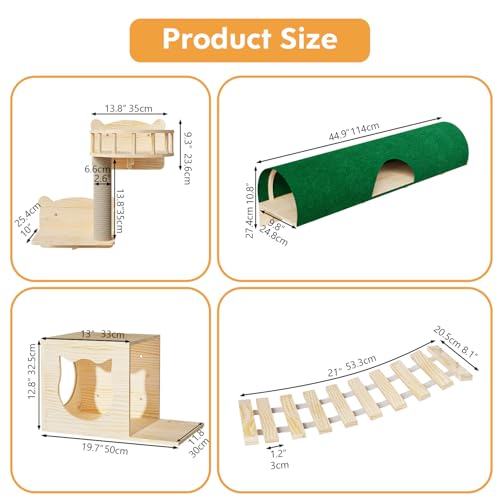 16 Pcs Pine Wooden Cat Wall Shelves with House K63919