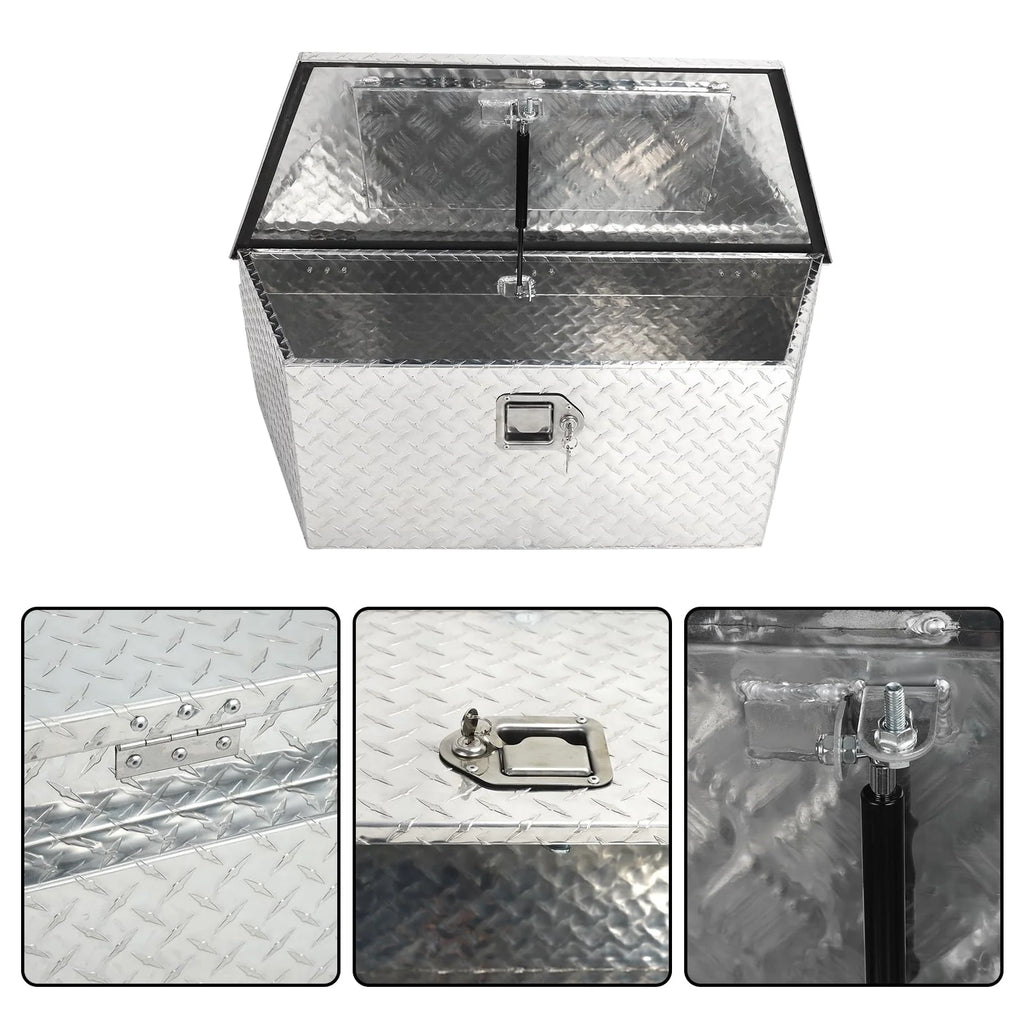 Heavy Duty Aluminum Diamond Plate Trailer Tongue Box with Lock and Keys, Silver, 39 x 16.5 x 12 Inches H6601