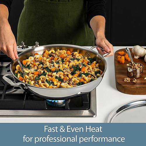 3-Ply Stainless Steel Large Frying Pan 7 Quart Y910