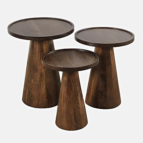 Set of 3 Solid Hardwood Round Nesting Tables Z1764