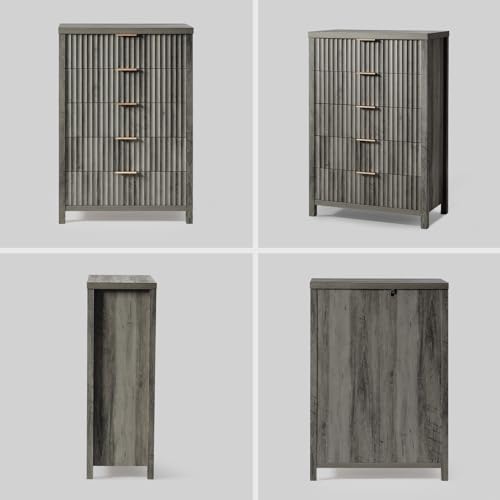 5 Drawers Grey Oak Dresser W9343