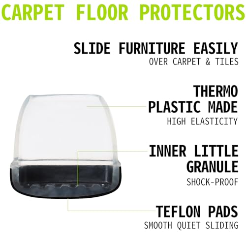 16PCS Black Square Furniture Sliders for Carpet and Hardwood Floors N997552