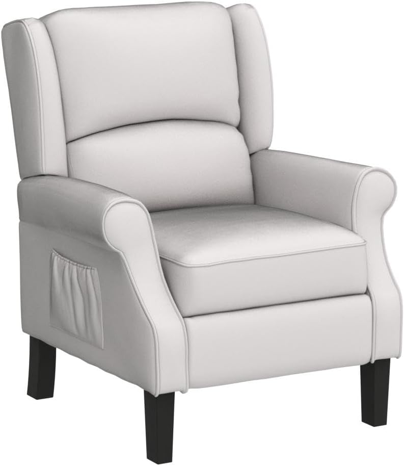 Set of 2 Beige Wingback Recliner Chair with Massage and Heat J6014