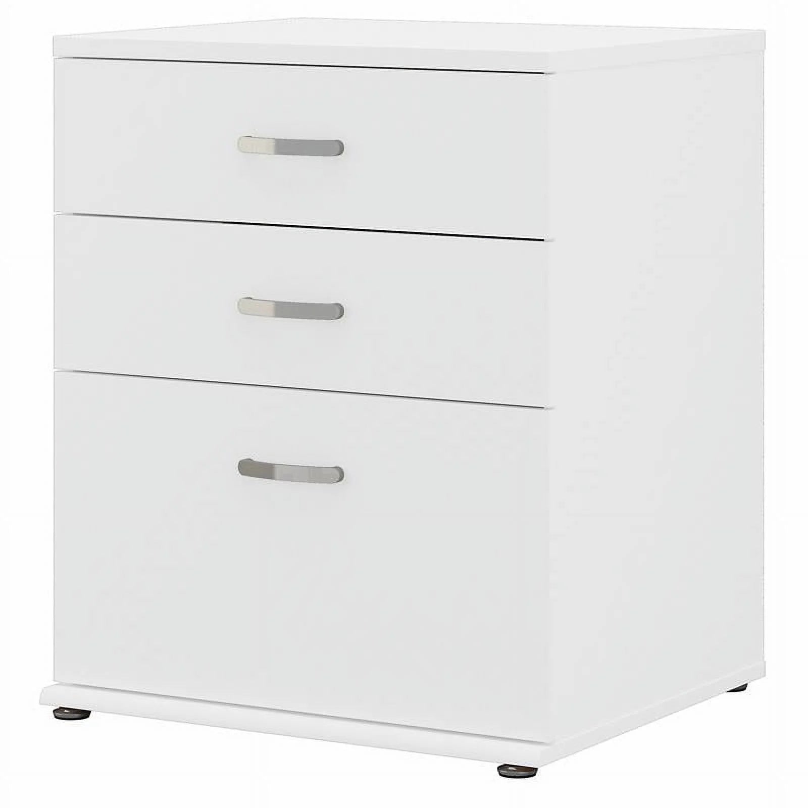 White Engineered Wood Laundry Room Cabinet with Drawers M60926
