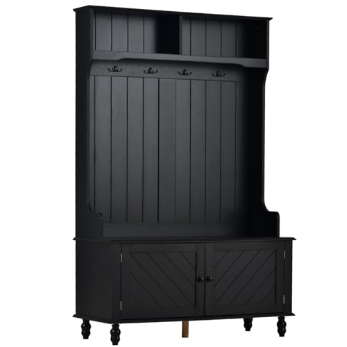 White Hall Tree with Storage Bench O97822