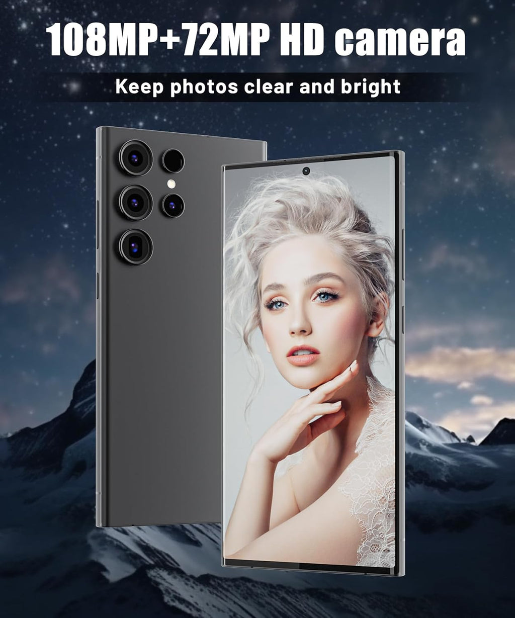 5G Android 13 Smartphone with 8GB+256GB 6.8" HD Screen 108MP+72MP Camera 6800mAh Battery Dual SIM Fingerprint Lock GPS Face ID (black) L780