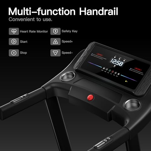 Home Folding Treadmill with Pulse Sensor, 2.5 HP, 7.5 MPH, 265 LBS Capacity T185740