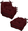 Burgundy 17" x 17" Memory Foam Chair Cushions with Adjustable Ties H3720