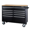 Black 9-Drawer Mobile Storage Cabinet with Solid Wood Top W5627