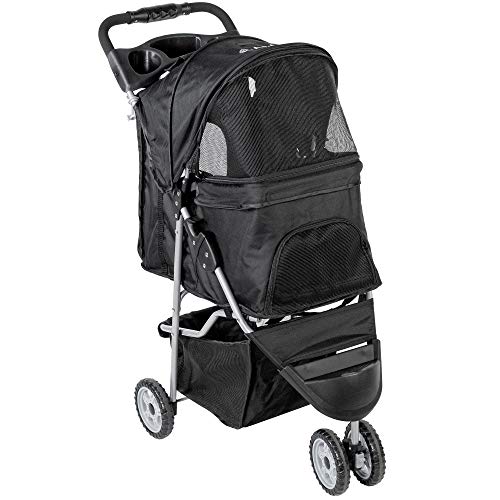 Black 3 Wheel Foldable Pet Stroller L1143