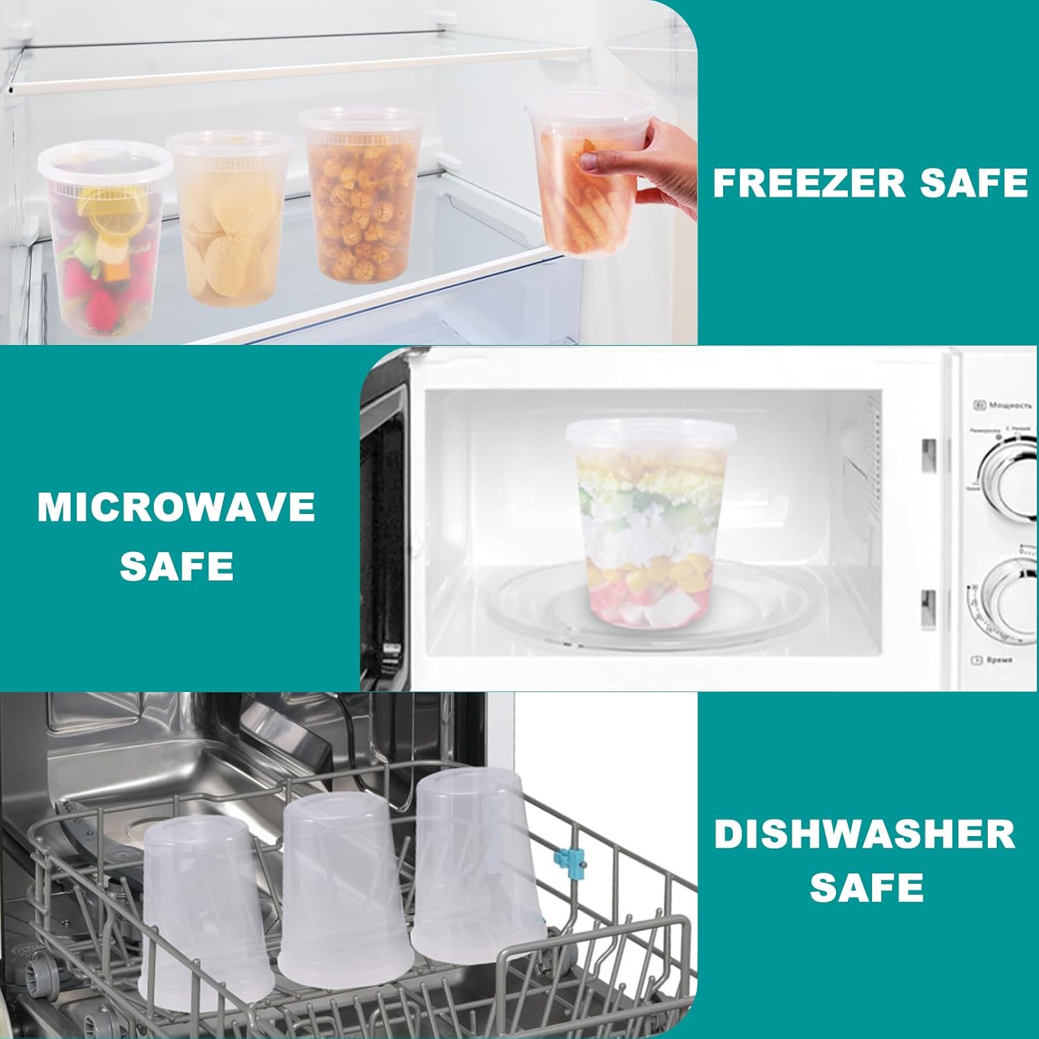 32oz Plastic Deli Containers with Lids H8806
