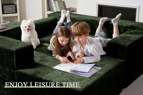 105" L-Shape Modular Sectional Sofa with Deep Seat Grey Velvet V19404