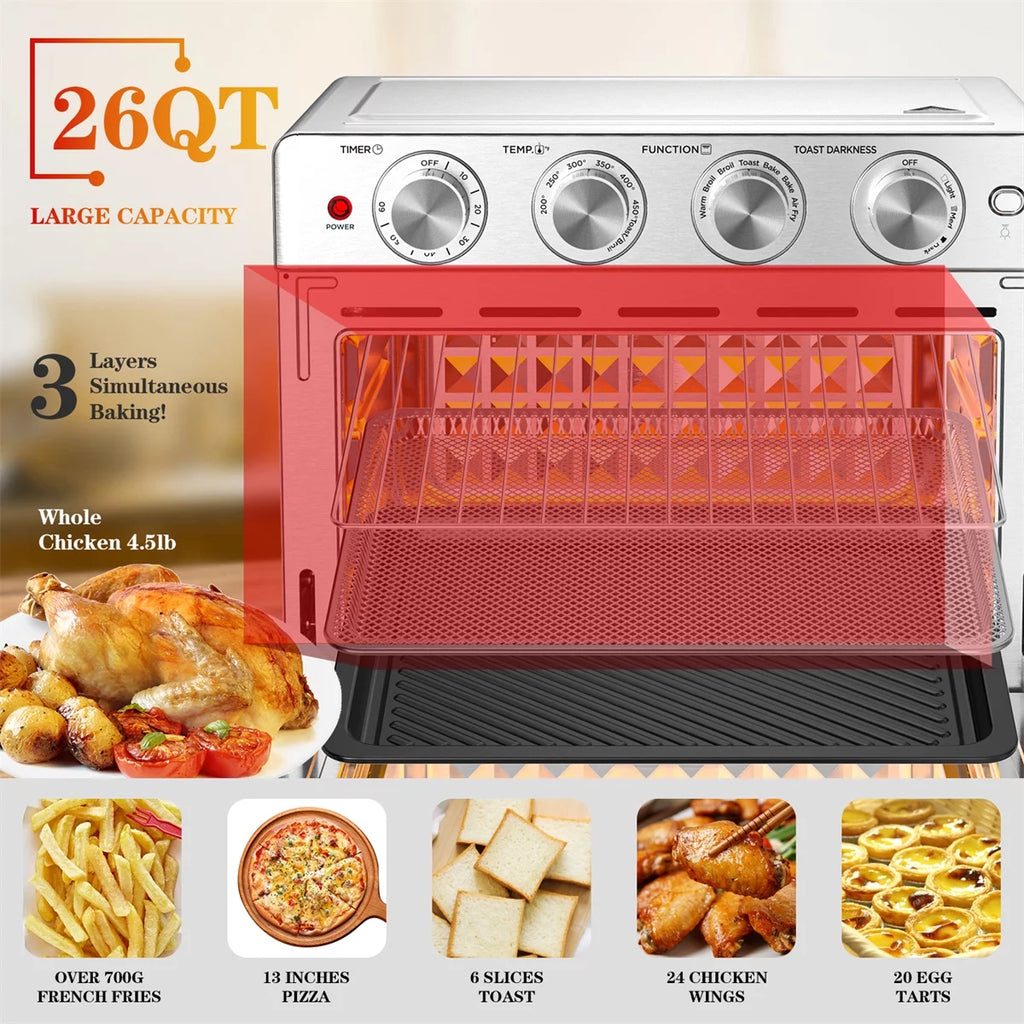 Silver 26 Quart Air Fryer Convection Oven O113