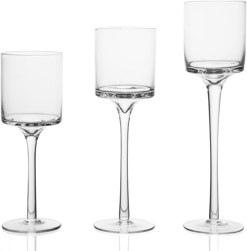 Set of 3 Clear Glass Candle Holders I1614