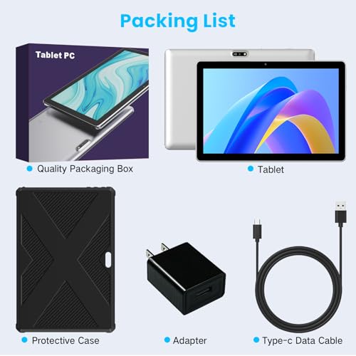 10.1 Inch 4G LTE Tablet with SIM Card Slot, 64GB ROM V79688