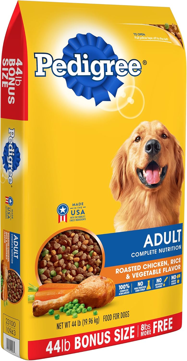 Pedigree Adult Roasted Chicken, Rice & Vegetable Flavor Dry Dog Food 44 Pounds R626