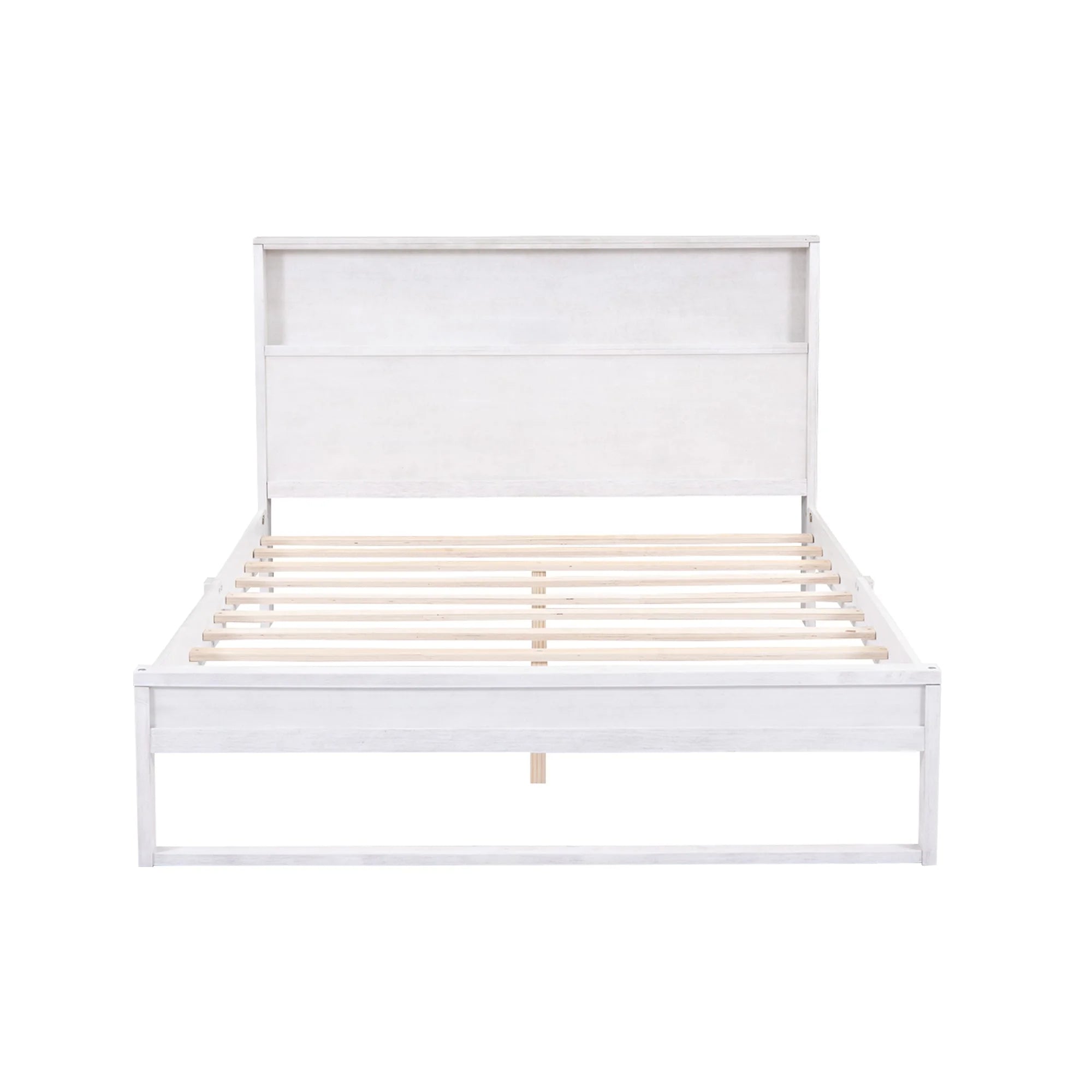 White Queen Size Platform Bed Frame with Storage P566950