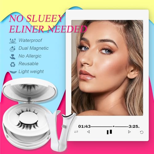 Magnetic Eyelashes with Applicator, Reusable Glue-Free Eyelashes Kit W7548