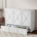 Grey Queen Murphy Bed with Foldable Mattress and Storage Drawer U6017