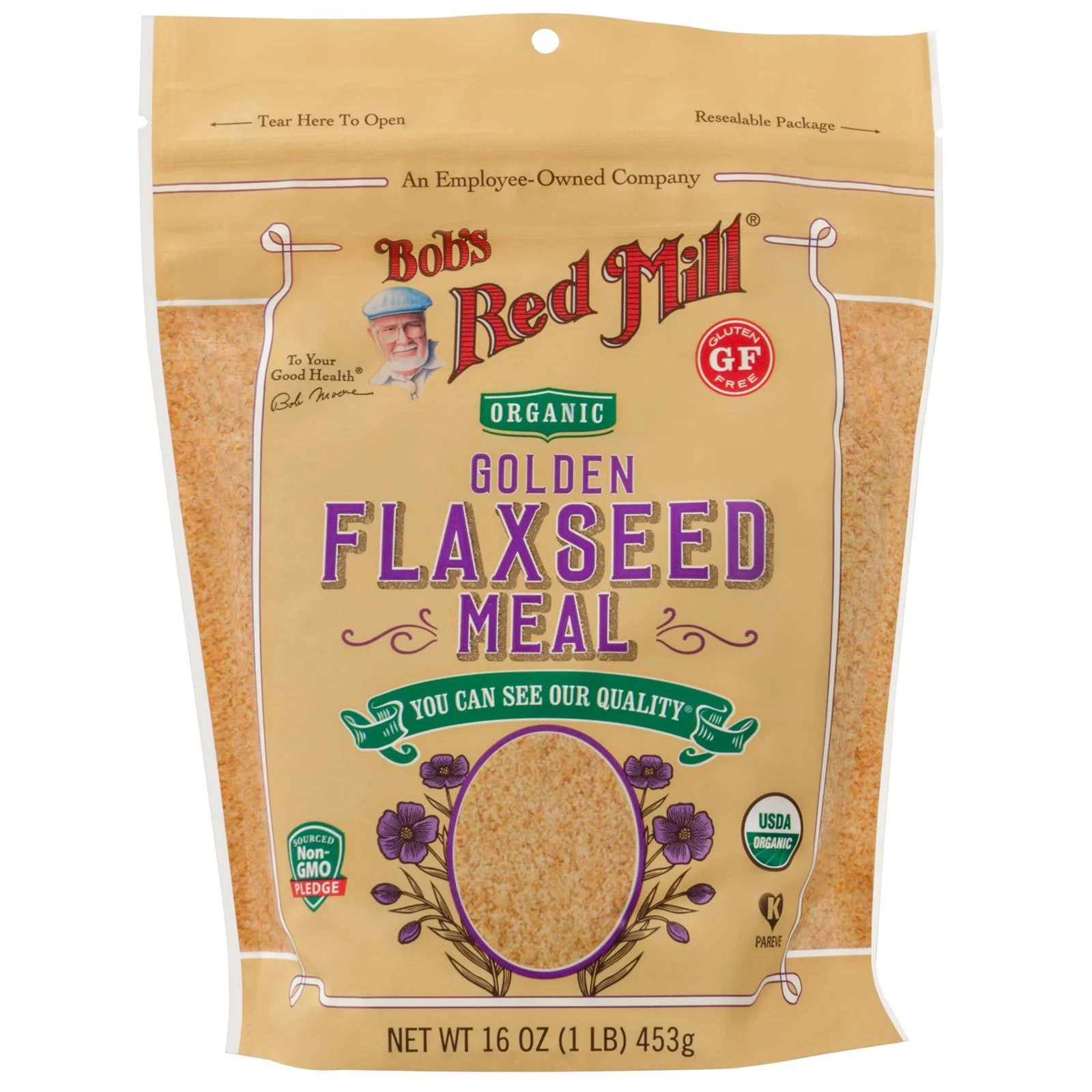 Organic Golden Flaxseed Meal, 16 oz (Pack of 3) H1744