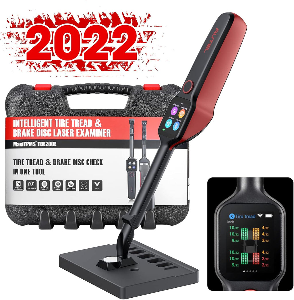 Tire Tread Depth Scan Tool Brake Disc Wear Scanner with 1.65” AMOLED Touchscreen Dual Cameras DOT Scan C88121