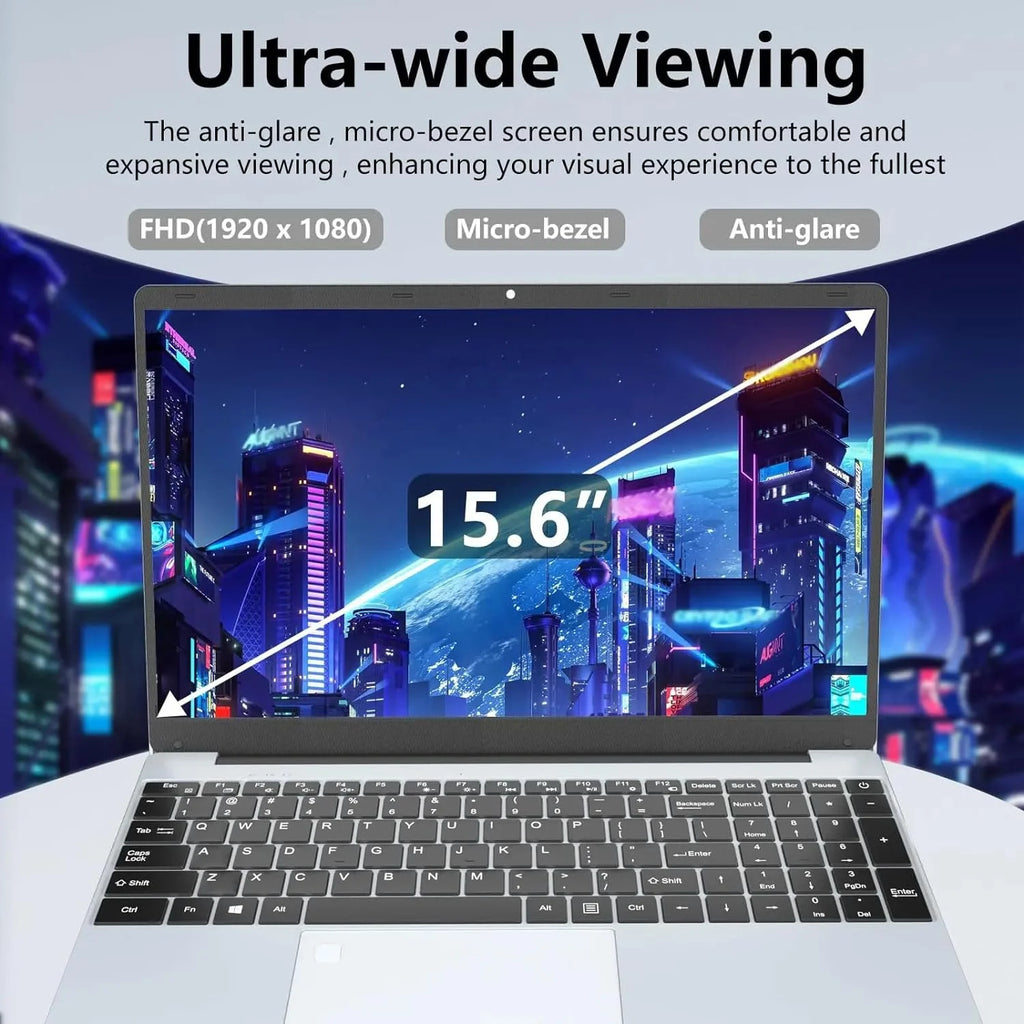 15.6" Laptop, Intel Quad-Core, 8GB RAM, 512GB SSD, Win 11 Pro, Fingerprint, Backlit Keyboard, HDMI, Bluetooth, USB 3.0, HD Webcam I81876